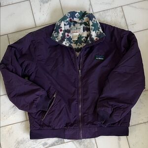 Vintage L.L. Bean Deep Purple Jacket Patterned Collar/Interior fleece Lining